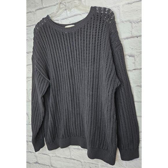 Aritzia Wilfred Free mesh cotton boatneck black afterglow sweater Medium. - Picture 4 of 9